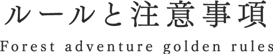 ルールと注意事項 Forest adventure golden rules